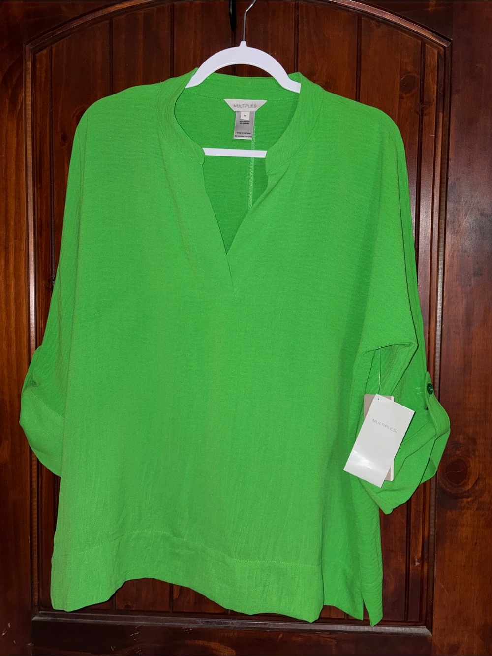 Multiples V-Neck Top in the most beautiful Green